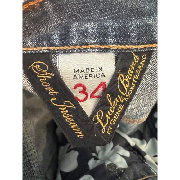 Lucky Brand 181 Bootleg Mens 34x31 Blue Denim Jeans Made In USA - Picture 5 of 7